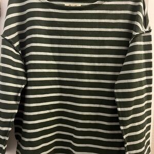 Madewell Green and White Striped Tunic